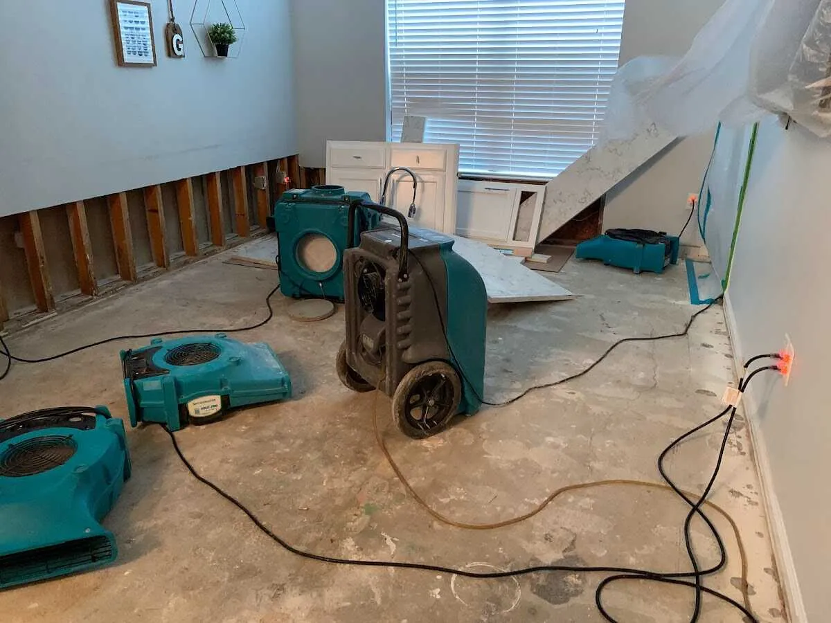 Dehumidifier in flood-cut room for Water Damage Restoration in Braintree Town